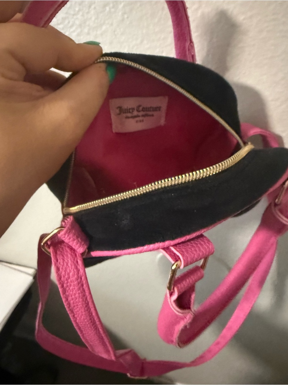 Juicy Couture Hot Pink and Black Rhinestone Mini Satchel - Picture 3 of 3